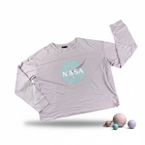 Fifth Sun NASA Pink Cropped Sweatshirt Juniors XXL Space Logo Retro Streetwear